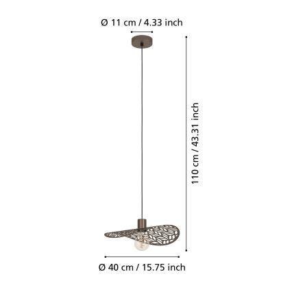 Eglo - Suspension sur câble 1xE27/60W/230V Ø 40 cm bronze