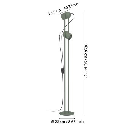 Eglo - Lampadaire 2xE14/8W/230V vert