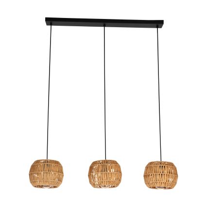 Eglo - Suspension sur câble 3xE27/40W/230V marron