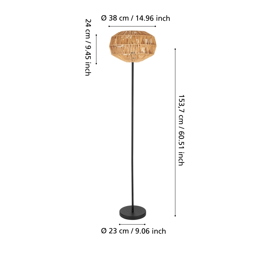 Eglo - Lampadaire 1xE27/40W/230V marron