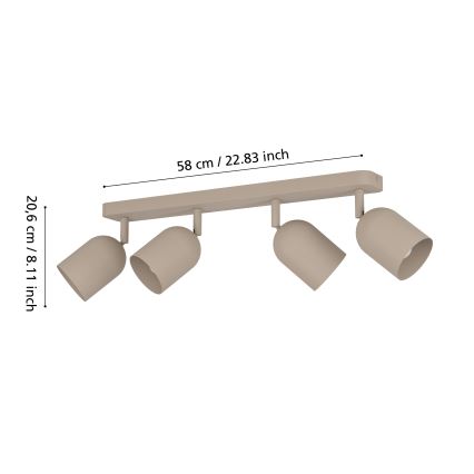 Eglo - Plafonnier à spots 4x E14/40W/230V, beige