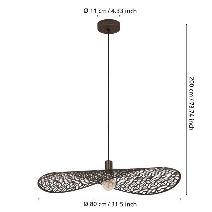 Eglo - Suspension sur câble 1xE27/60W/230V Ø 80 cm finition bronze