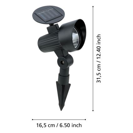 Eglo - Lot de 3 luminaires solaires LED avec détecteur, 200 mAh, IP44, noir