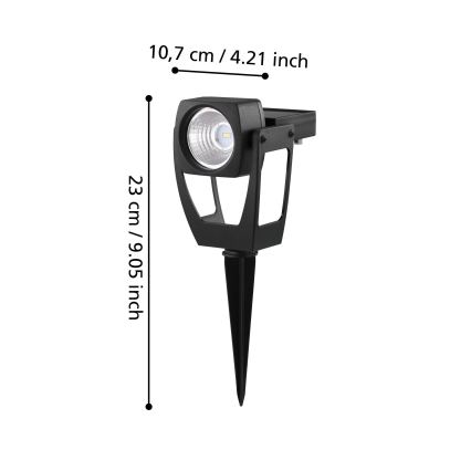 Eglo 48719 - Projecteur solaire LED, 0,1 W, 3,2 V, batterie 1000 mAh, IP44