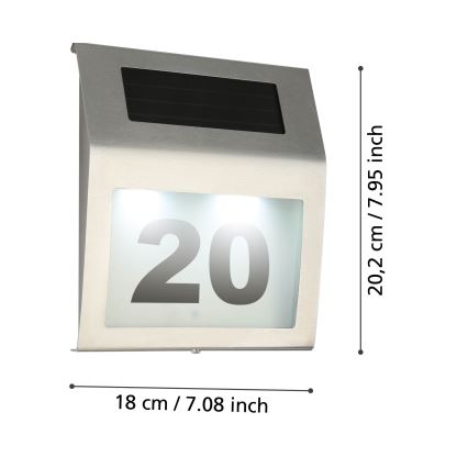 Eglo 48875 - Numéro de maison solaire LED/1,2W/1,2V IP44 chrome mat