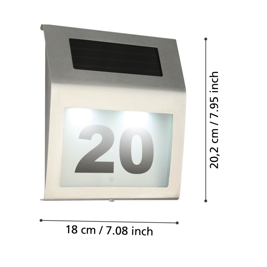 Eglo 48875 - Numéro de maison solaire LED/1,2W/1,2V IP44 chrome mat