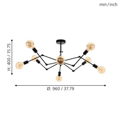 Eglo - Lustre avec tige 8xE27/60W/230V