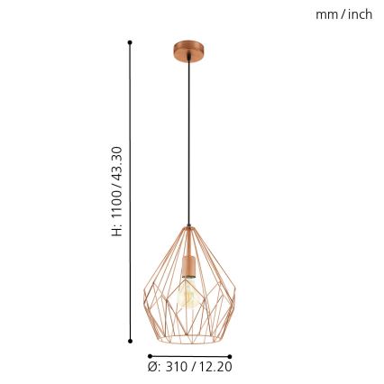 Eglo - Suspension 1xE27/60W/230V