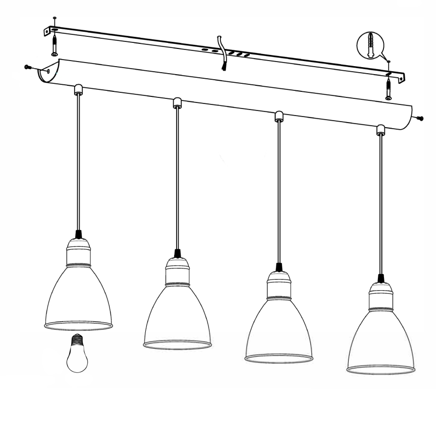 Eglo - Suspension 4xE27/60W/230V