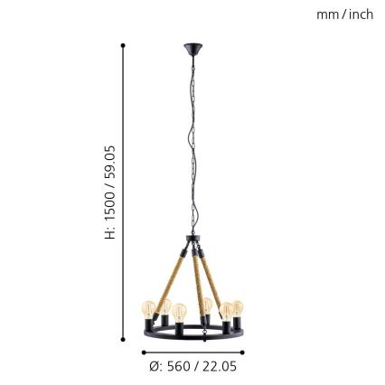 Eglo 49694 - Lustre avec chaîne FINDLAY 6xE27/60W