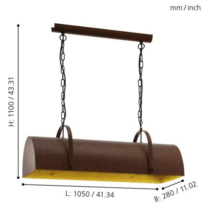 Eglo 49702 - Lustre sur chaîne DEERHURST 3xE27/60W/230V