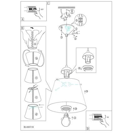 Eglo 54459 - Suspension MOLOVE 1xE27/60W/230V