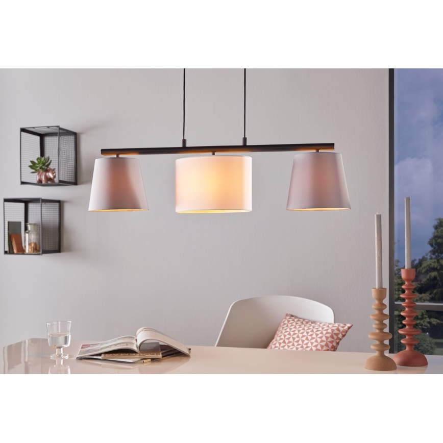 Eglo 55207 - Suspension LED sur câble ALMEIDA 3xE14/25W/230V gris