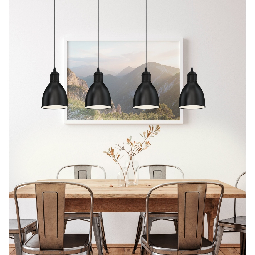 Eglo 55244 - Suspension sur câble PRIDDY 4xE27/60W/230V noire
