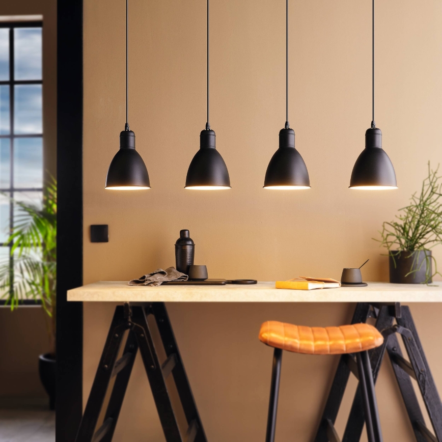 Eglo 55244 - Suspension sur câble PRIDDY 4xE27/60W/230V noire
