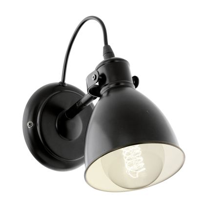 Eglo 55261 - Applique murale PRIDDY 1xE27/40W/230V noire