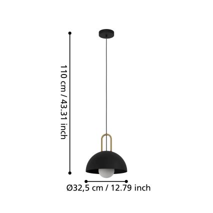 Eglo 56459 - Suspension sur câble CALMANERA 1xE27/40W/230V noire