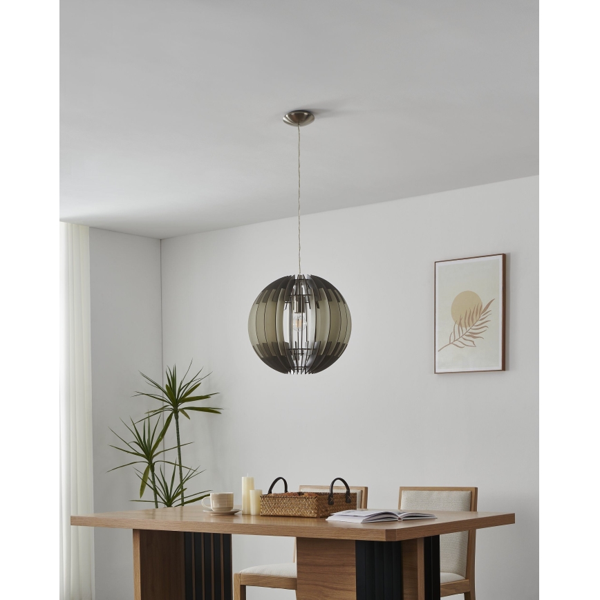 Eglo 63256 - Suspension sur câble OLMERO PRO 1xE27/60W/230V Ø 40 cm gris/blanc