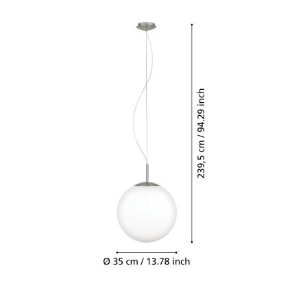 Eglo 63269 - Suspension sur câble PIEDALE 1xE27/60W/230V Ø 35 cm chrome mat