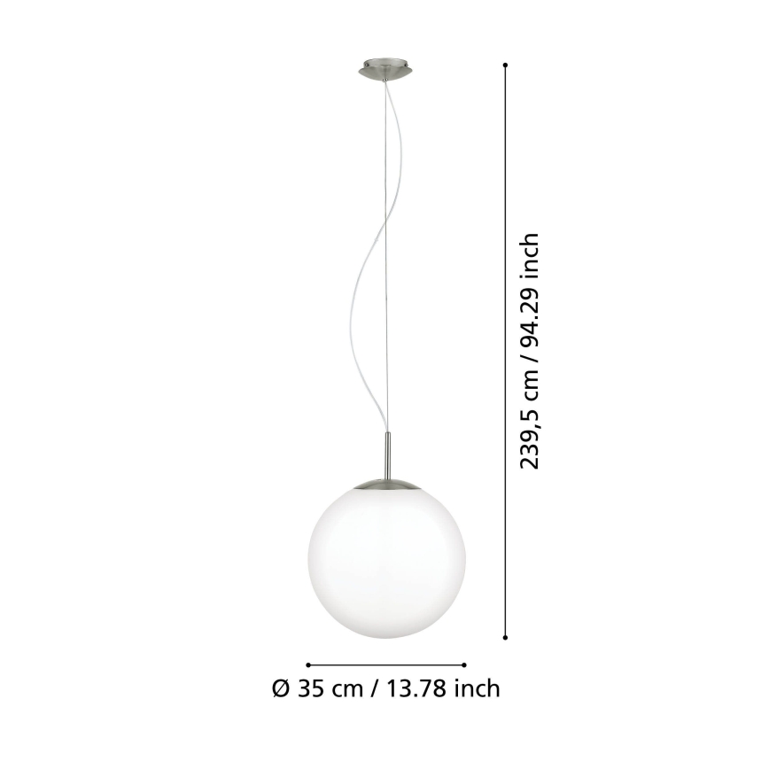 Eglo 63269 - Suspension sur câble PIEDALE 1xE27/60W/230V Ø 35 cm chrome mat