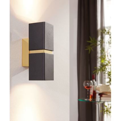 Eglo 64798 - Applique murale LED PASSA PRO 2xGU10/3,3W/230V 3000K noir/doré