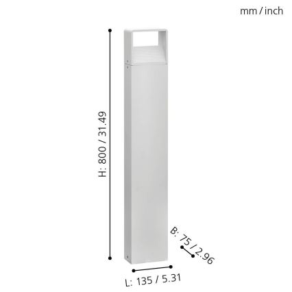 Eglo 65085 - Lampe extérieure DONINNI PRO LED/5W/230V 3000K 80 cm IP44 blanc