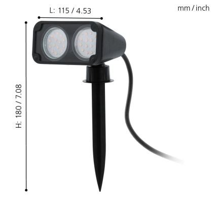 Eglo 75315 - Lampe extérieure LED NEMA 2xGU10/2,8W/230V 3000K IP44