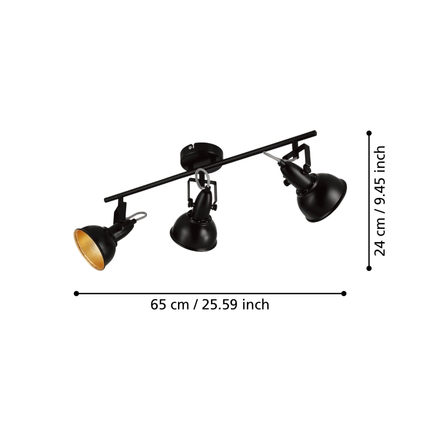Eglo 75513 - Spot orientable THORNTON 3xE14/28W/230V noir/doré