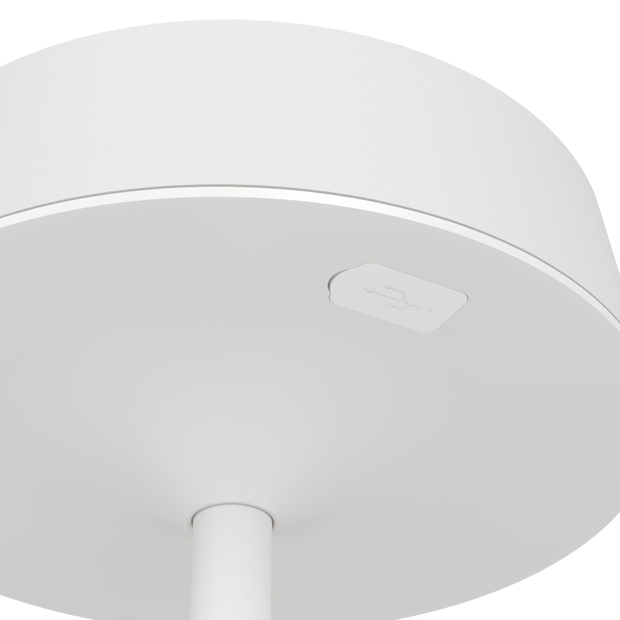 Eglo - Lampe de table tactile solaire rechargeable à LED, dimmable, 3W/5V, 3000-6000K, 1800 mAh, IP44, blanche