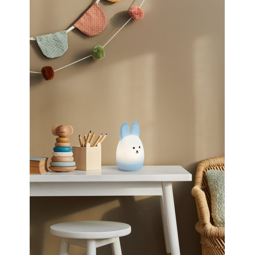 Eglo - Veilleuse tactile rechargeable LED RGBW pour enfants 5W/5V 1200 mAh, motif lapin