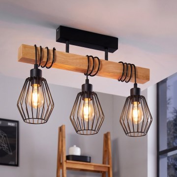 Eglo 780168 - Plafonnier TABODI 3xE27/40W/230V pin/noir