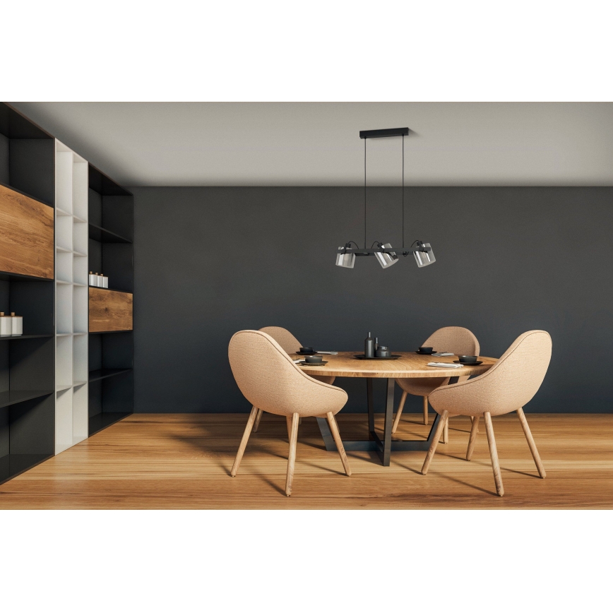Eglo 780478 - Suspension filaire CALERINO 3xE27/40W/230V noir