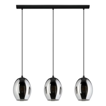 Eglo 780481 - Suspension sur câble CADAQUES 3xE27/40W/230V noir/fumé