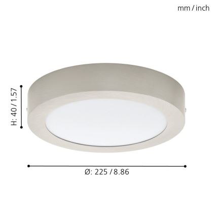 Eglo 78214 - Plafonnier LED FUEVA, 16,5 W / 230 V, Ø 22,5 cm