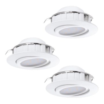 Eglo 78755 - LOT 3x Spot encastrable PINEDA 1xLED/6W/230V 3000K blanc