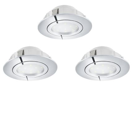 Eglo 78761 - LOT 3x Spot encastrable à intensité variable PINEDA 1xLED/6W/230V 3000K chrome brillant