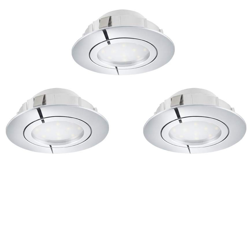 Eglo 78761 - LOT 3x Spot encastrable à intensité variable PINEDA LED/6W/230V 3000K chrome brillant