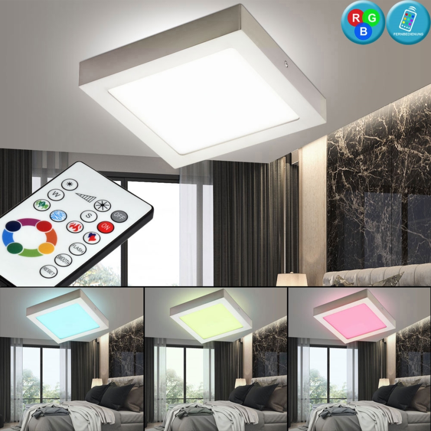 RGB LED Plafond Luminaire Modulable la Vie Chambre Éclairage Télécommande  Glas