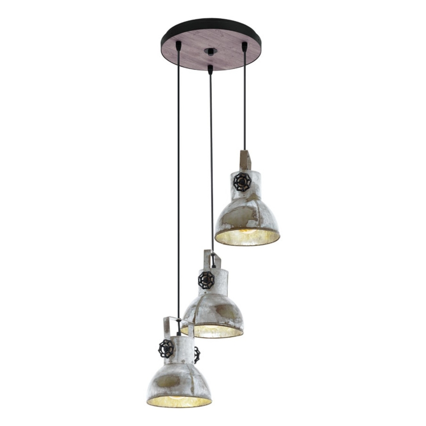 Eglo 79371 - Suspension sur câble BARNSTAPLE 3xE27/40W/230V marron/patiné