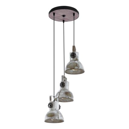 Eglo 79371 - Suspension sur câble BARNSTAPLE 3xE27/40W/230V marron/patiné