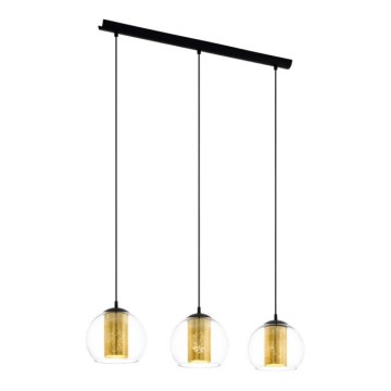 Eglo 79461 - Suspension à câble BOLSANO 3xE27/28W/230V doré/noir