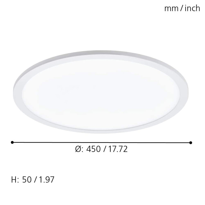 Eglo 79469 - Plafonnier à intensité variable POZZALLO LED/21W/230V 2700-6500K blanc + Télécommande