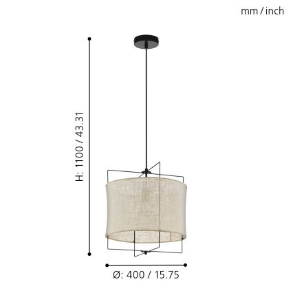 Eglo 79644 - Suspension filaire BRIDEKIRK 1xE27/40W/230V