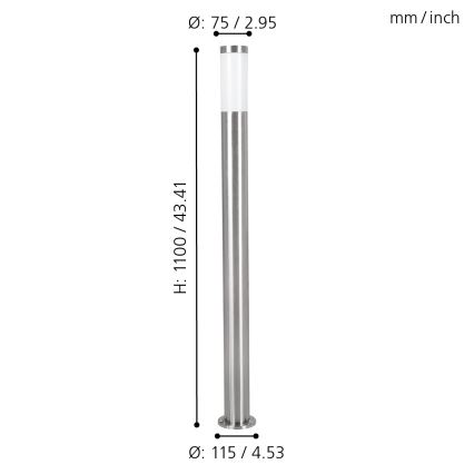 EGLO - Lampadaire extérieur 1xE27/15W/230V IP65