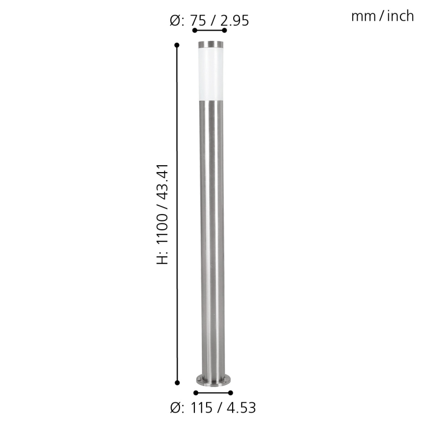EGLO - Lampadaire extérieur 1xE27/15W/230V IP65