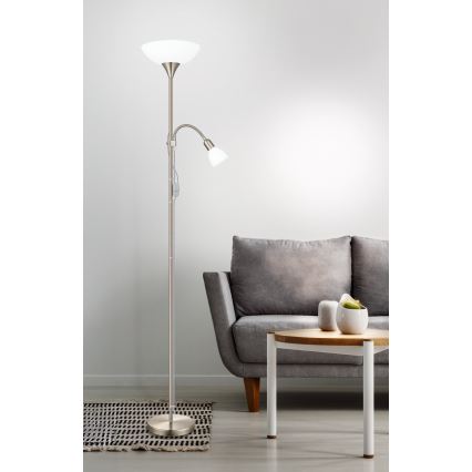 EGLO - Lampadaire 1xE27/60W + 1xE14/25W chrome mat