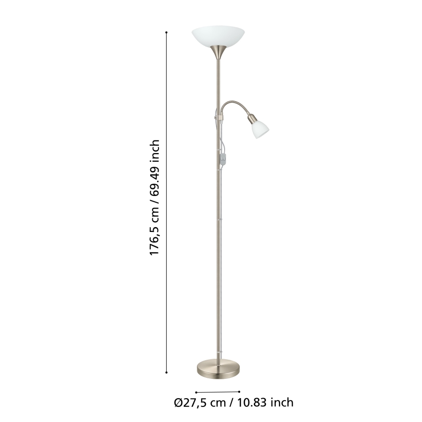 EGLO - Lampadaire 1xE27/60W + 1xE14/25W chrome mat