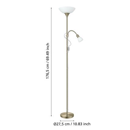 EGLO - Lampadaire 1xE27/60W + 1xE14/25W laiton