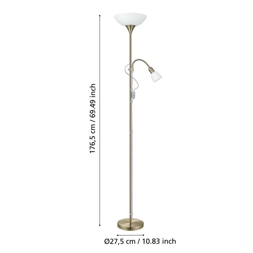 EGLO - Lampadaire 1xE27/60W + 1xE14/25W laiton