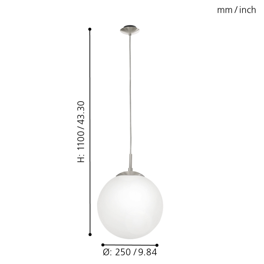 EGLO - Suspension filaire 1xE27/60W/230V d. 25 cm blanc